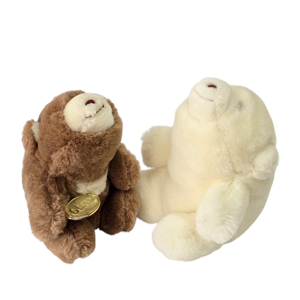 Vintage Gund Snuffles Bear 1980 Set Small Brown White Plush Stuffed Animal Retro
